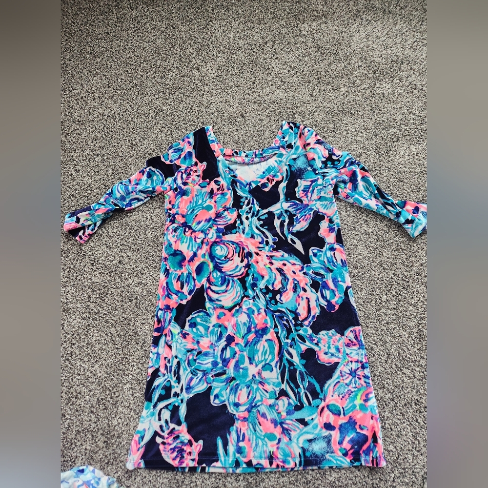 Lilly Pulitzer Velour Floral Kids Dress - Size L 8-10